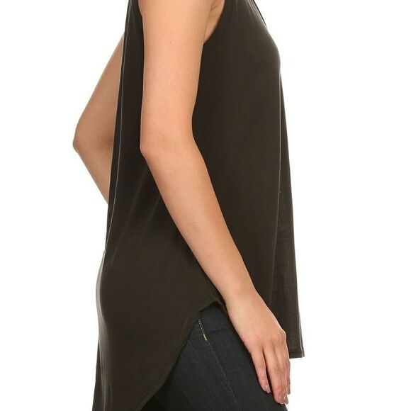 Women's Tunic Tank Top High Low Black Size Small - Picture 4 of 8